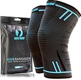 AGILE NOW® Kniebandage 2er Set Premium stabilisiert & schützt die Gelenke bei jeder Bewegung, Knie Bandage für Damen & Herren, rutschfeste & atmungsaktive Knee Pads, für jede Sportart (L | Blau)