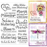 GLOBLELAND Transparente Stempel „Deutscher Muttertag“ Für Kartenherstellung Sprüche Deutsche Klare Stempel Siegel Silikonstempel Für DIY Scrapbooking Fotoalbum Tagebuch Heimdekoration