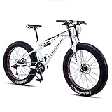 Wmmner Mountainbike mit dicken Reifen für Männer und Frauen, 26-Zoll-Räder, 10,2 cm (4 Zoll) breite Geländereifen, 7/21/24/27/30 Zoll Mountainbike, komplett gefedert