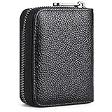 Kreditkartenetui für Herren, RFID-blockierend, echtes Leder, Kreditkartenetui, Reißverschluss, Kartenetui (20 Kartenfächer), Schwarz, 11 * 9 * 3cm, Modern