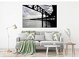 Wandbild Pappe Feder für Wand Metallbrücke Meer | Wandbild für Wände | Dekorative Pappe | verschiedene Maße 200 x 98 cm | Dekoration für Esszimmer, Wohnzimmer, Wohnzimmer.