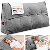 ELONEO Rückenkissen 70 cm breit, Keilkissen für Bett und Sofa geeignet, dreieckiges Lesekissen, Kissen mit abnehmbarem und waschbarem Bezug, mit praktischem Seitenfach