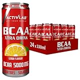 Activlab BCAA Xtra Drink 24er Pack (24 x 330 ml) – 5000 mg BCAA pro Dose – Zuckerfrei – Zitronengeschmack – Aminosäure Getränk für Muskelaufbau, Regeneration & Ausdauer