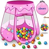 KIDUKU® Kinderspielzelt + 100 Bälle + Tasche Spielhaus Bällebad Schloss für drinnen und draußen (Pink)