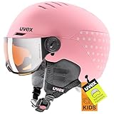 uvex Rocket jr Visor - robuster, optimal belüfteter Skihelm mit beschlagfreiem Visier für Kinder - pink Confetti matt - 51-55 cm