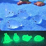 4 leuchtende Mini-Siegel-Figuren aus Kunstharz, leuchtende Siegel, Miniatur-Figuren, Tierfiguren, kleine Harz-Tiere, Mini-Harz-Tiere, Thema, Tier-Luminos-Ornament