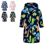 CROOUTN Bademantel Dinosaurier Kinder mit Kapuze für Jungen Mädchen Bademäntel Morgenmantel kuschelig warmen und weichen Pyjamas Kleinkind Coral Fleece Hoodie Roben 8-9 Jahre
