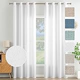 MIULEE Wohnzimmer Vorhänge Gardinen Leinen Ösenvorhang Leinenoptik Vorhang Boho Gardine mit Ösen Semi-transparent Leinenvorhang Curtains 2er Set HxB 245x140 cm，Weiß