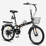Faltbares Fahrrad, leichtes Erwachsenenfahrrad, 7-Gang-Fahrrad aus hochfestem Stahl, faltbar, einfaches City-Fahrrad für Erwachsene, Jugendliche und Teenager, 16 Zoll