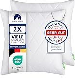 Gentle North Kopfkissen (80x80 cm groß) - 2er Set Kissen für Bett und als Dekokissen - Mit Reißverschluss für Füllung - Sofakissen - Zierkissen für Couch und Sofa - Ökotex - Waschbar bis 60° - Weiß