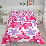 Linfye Bettdecke 155x220 4 Jahreszeiten Rosa Blumen Bettbezug Ganzjahresdecke 155x220 Bettdecke Waschbar Bettdecke Ohne Bezug Nutzbar Mikrofaser Steppdecke Schlafdecke BC50