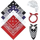 Awumbuk 4 Stück Bandana, Kopftuch Herren Sommer Halstuch Herren Piraten Paisley Muster Bandanas Damen Kinder Kopftücher Haar Schal Kopf Biker 55 * 55 Cm (Rot Weiß Schwarz Blau)