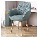 Drehsessel aus Stoff, Akzentstuhl für kleine Räume, mit Holzbeinen, Blau, Make-up-Stuhl für Büro und Make-up-Raum