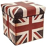 RHP Sitzhocker mit Stauraum hocker Sitzwürfel - Sitzbox Faltbarer Würfel mit Aufbewahrung braun 30 x 30 x 30cm (Union Jack)