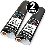 OfficeTree 2er Set Tafelfolie Selbstklebend Schwarz - 2 Rollen á 300 x 43 cm - Kreidefolie Selbstklebend - Selbstklebende Tafelfolie als Wandtafel Kinder oder DIY Kreidetafel Folie Selbstklebend