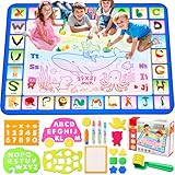 CGBOOM Wasser Doodle Matte, Malmatte 100 * 78cm XL Aqua Drawing Painting Matte, Malmatte Mit Wasserstift Werkzeuge Stempe Zubehör für Toddler 1,2,3,4,5,6 Jahre