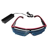 LEEMASING LED-Brille mit Lichtauslöser, EL-Draht, Neon-Rave, blinkende Sonnenbrille für Halloween, Feier, Camping, Karneval, Weihnachten (Pink Blau)