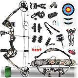 Compoundbogenset Jagdbogen 30-70lbs Einstellbar Sportbogen Erwachsene Compound Bögen Komplett Set 320 FPS für Outdoor Bogen Jagd(Camo)