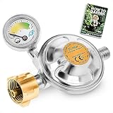 BFG Gasdruckregler 50mbar mit Manometer (Füllstandsanzeige) & Sicherheitsventil – Druckminderer (1,5 kg/h) für 11 kg Gasflaschen, Gasgrill, Camping & Innenräume