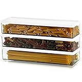Hanobe Pastabehälter Spaghetti Nudelbehälter Vorratsdosen: 1er Durchsichtiges Müsli Aufbewahrungs Organizer Set mit Verschlussdeckeln Stapelbar für Schubladen Speisekammer Kühlschrank Küchenschrank