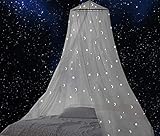 Comtelek Moskitonetz Doppelbett, Fluoreszierende Sterne & Mond, Leuchtet im Dunkeln, Großhängender Himmelbett Vorhang, Anti-Insektenschutz für Kinder- & Schlafzimmerdeko