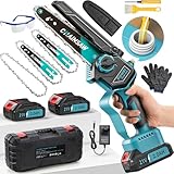 Mini Kettensäge mit Akku, Akku Kettensäge 6 Zoll mit 1000W Bürstenloser Motor, 4000mAh Akku Säge für Makita 18V Akku, mit Automatischer Öler, Handkettensäge für Gartenscheren Astschere Holzschneidenz
