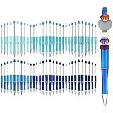 Kosiz 60 Stück Kunststoff-Kugelschreiber, schwarze Tinte, Perlenstifte für Kinder, Studenten, Geschenke, Büro, Schulbedarf (blaue Serie, einfach)
