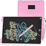 HOMESTEC Schreibtafel 12 Zoll, Buntes Display, LCD Elektronische Maltafel für Kinder, Display Kinder Laptop für Notieren/Zeichnen, Optimaler Papierersatz, Kinderspielzeug ab 3 Jahre Rosa