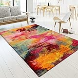 Paco Home Teppich Wohnzimmer Schlafzimmer Jugendzimmer Kurzflor Modern Vintage Abstrakte Muster, Grösse:120x170 cm, Farbe:Bunt 5