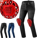 SHIMA RIDER Motorrad Jeans Herren mit Protektoren AIRFORCE Knieprotektoren Motorradhose Kurzgrößen Hosen Motorradjeans für Herren Protektorenhose Textilhose Jeanshose Lang (Männer, Schwarz, 32/32)
