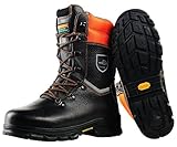 WOODSafe, Herren Schnittschutzstiefel, Klasse 1, S3, schwarz/orange - Forststiefel KWF-geprüft, Größe 44 EU