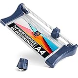 OfficeTree Papierschneider inkl. 1 Ersatzklinge - manuelles Schneidegerät für Papier DIN A4-8 Blatt Schneidemaschine Papier aus Metall - Rutschfeste Anwendung dank Feststell-Lasche