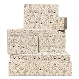 Abstract Geschenkpapier - 6 Blätter Modern Geschenkpapier For Männer Womänner Teens Freunde - Geburtstag Weihnachten Hochzeit Jahrestag - Minimalist Line Art Beige Design - Kommt mit Tags