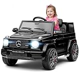 HAUSPROFI Kinder Elektroauto Mercedes AMG G63, Original Lizenziert, Kinder Auto Elektro mit 2,4 G Fernbedienung, Bluetooth, Musik,MP3,LED-Licht, Elektrofahrzeuge für ab 3 Jahre, Schwarz