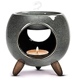 Kaloogo Sabai Scent Duftlampe Keramik für ätherische Öle – Elegantes Duftlicht – wackelfreies Design – perfekte Wärmeabgabe – hochwertige Duftlampe Teelicht – für Duftwachs und Duftöl (Aschgrau)