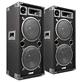 MAX MAX210 PA Lautsprecher passiv, Partylautsprecher Set, 2000 Watt Partyboxen Set mit Griffe, 2 x 10 Zoll Doppel-Tieftöner, Passiv, DJ Party Lautsprecher, Lautsprecherbox, Schwarz
