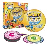 HCM Kinzel Wortblitz Junior witzige Kartenspiel für Kinder ab 6 Jahren, ideal zum Buchstabenlernen und Begriffe raten, perfekt für Schule, Familie und unterwegs