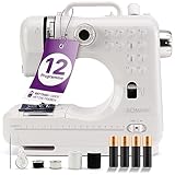 Bomann® Nähmaschine für Anfänger mit 12 Stichmustern | Sewing Machine mit Vor- u. Rückwärtsnähfunktion & 2 Geschwindigkeitsstufen | mit Batterie- oder Netzbetrieb & blendfreiem LED-Licht | NM 6063 CB