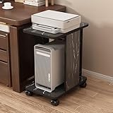 2-stöckiger rollbarer Druckerständer mit Rädern – Mobiler PC-Wagen für Home Office verstellbares Druckerregal Stabiles schwarzes Design Platzsparende Aufbewahrungslösung