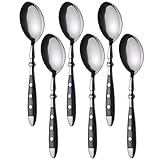 GRÄWE Tafel-Löffel 6er Set - Menü- und Suppenlöffel aus geschmiedetem Edelstahl, rostfrei, nickelfrei, schwarzer Griff, Serie 'NÜRNBERG'