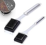 Grillbürste Edelstahl, Drahtbürste Grill mit Edelstahl-Schaber, BBQ Grill Bürste für den Außengrill, Grillreinigungsbürste Barbecuebürste, Grill-Bürste für Gussrost für Gas, Holzkohle, Elektro (A)