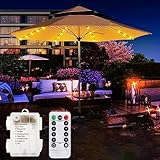 Sonnenschirmleuchten Terrassenschirm Lichterketten,KINGCOO 104LED Regenschirm Licht Fernbedienung 8 Modus Batteriebetriebene Dekorative Stange Licht für Außenbereich Regenschirm Zelt (Warmweiß)
