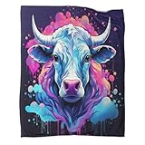 DCABEIOOE Kuh 3D Bedruckte Decke Flanell Decke Weich Plüsch Sofadecke Couchdecke Sofaüberwurf Tagesdecke Für Bett/Sofa 80x90inch(200x230cm)
