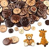 Holzknöpfe, 100 Stück Knöpfe Holz, Holzknöpfe Kinder, Nähutensilien Knöpfe, Knöpfe Braun, Knöpfe zum Basteln, Holzknöpfe Natur für DIY Nähen Bastel Geschenk Deko - Vier Größen