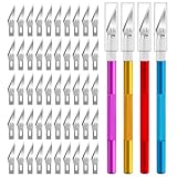 UWYRKSW 74er-Pack Hobbymesser, Exacto-Messer mit 4 Hobbymessern und 70 Ersatzklingen für Bastelmesser für Kunst, Scrapbooking, Schablonen
