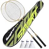 Badmintonschläger-Set – Kohlefaser-Schläger-Kombination, leichtes Griff-Schläger-Paar, Turnier-Spielnetz-Spielset, Federball-Tasche, -Trainingsausrüstung, Sportausrüstung für Jugendliche und