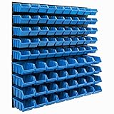 Lagersystem Wandregal 770 x 780 mm | 82 stck. Box | Stapelboxen Schüttenregal Sichtlagerkästen | Extra Starke Wandplatten | Regal Erweiterbar | Werkstattregal Lagerregal Werkstattwandregal Steckregal