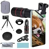 36X Long Focus Objektiv für Smartphones, Handy Teleobjektiv HD Zoom mit Stativ Objektivclip, Langes Fokus Telefonobjektivset kompatibel mit iPhone und Android Bild Teleobjektiv mit großer Brennweite