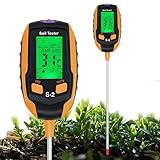 5 in 1 Bodenmessgerät, Digitale Bodenfeuchtemessgerät mit Temperatur/Feuchtigkeit/ /Umgebungsfeuchtigkeit/ Sonnenlicht/ Hintergrundbeleuchtung, PH Wert Messgerät Boden für Gartenarbeit, Landwirtschaft