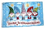 Fahne/Flagge Frohe Weihnachten Wichtel 90 x 150 cm